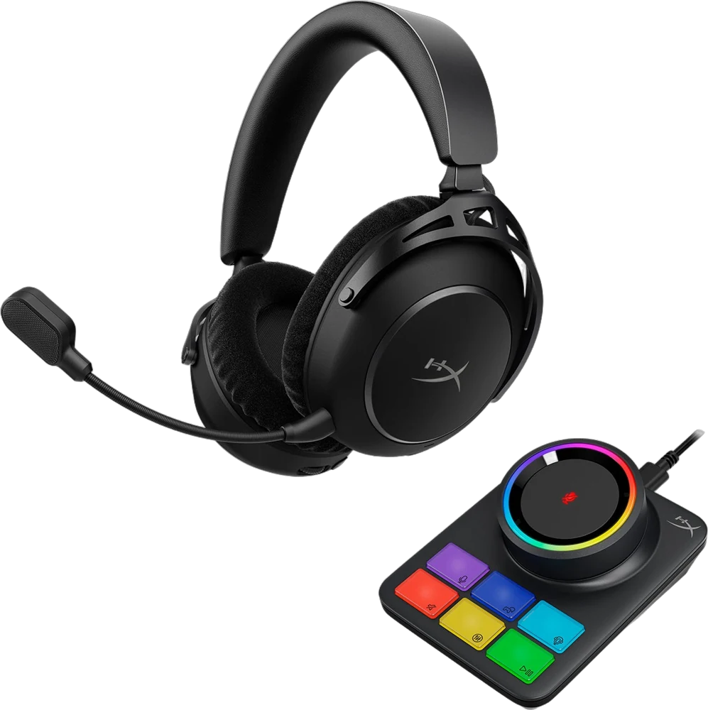 HyperX Cloud Alpha 2 with its RGB base station